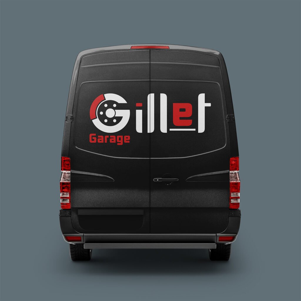 identité visuelle de la camionnette d'un garagiste